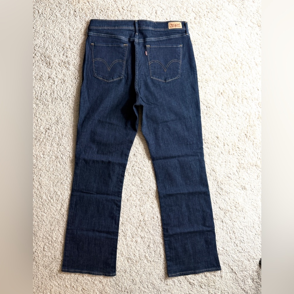 Womens Levis 512 Jeans Size 16 Perfectly Slimming High Rise Bootcut Dark Blue - Picture 4 of 7